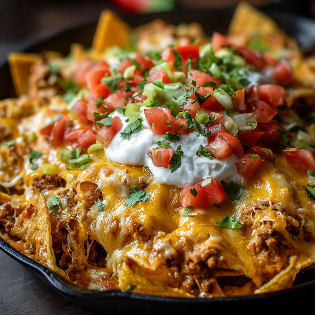 A delicious Mexican White Trash Casserole is served in a black skillet.