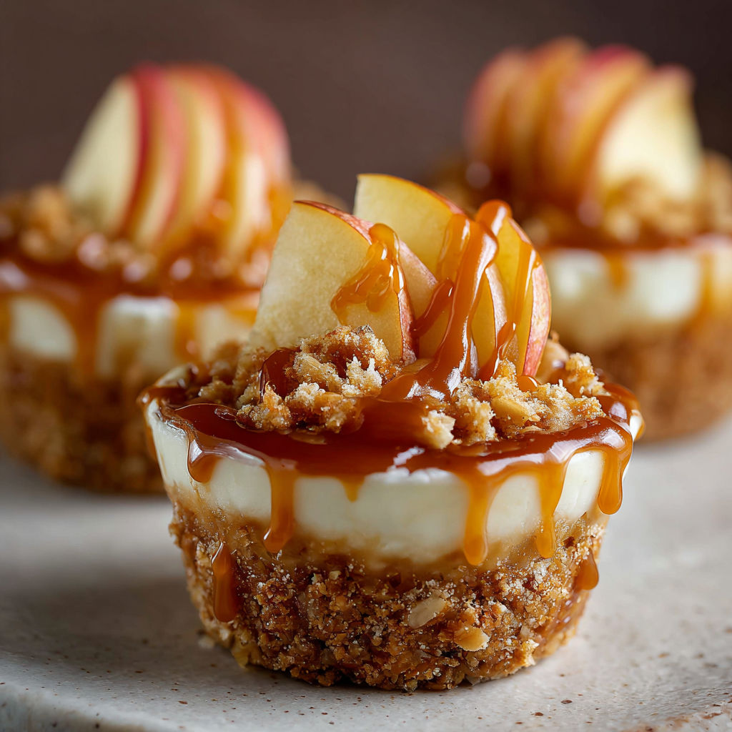 A delicious dessert made with apples and caramel sauce.