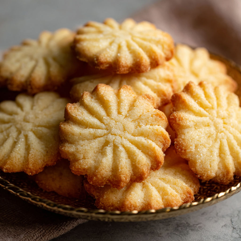 A plate full of homemade butter cookies.