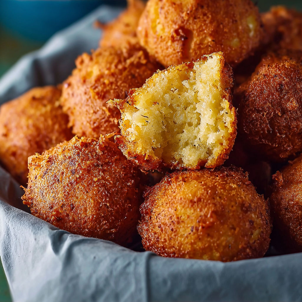 A bowl filled with hush puppies, a popular Southern dish.