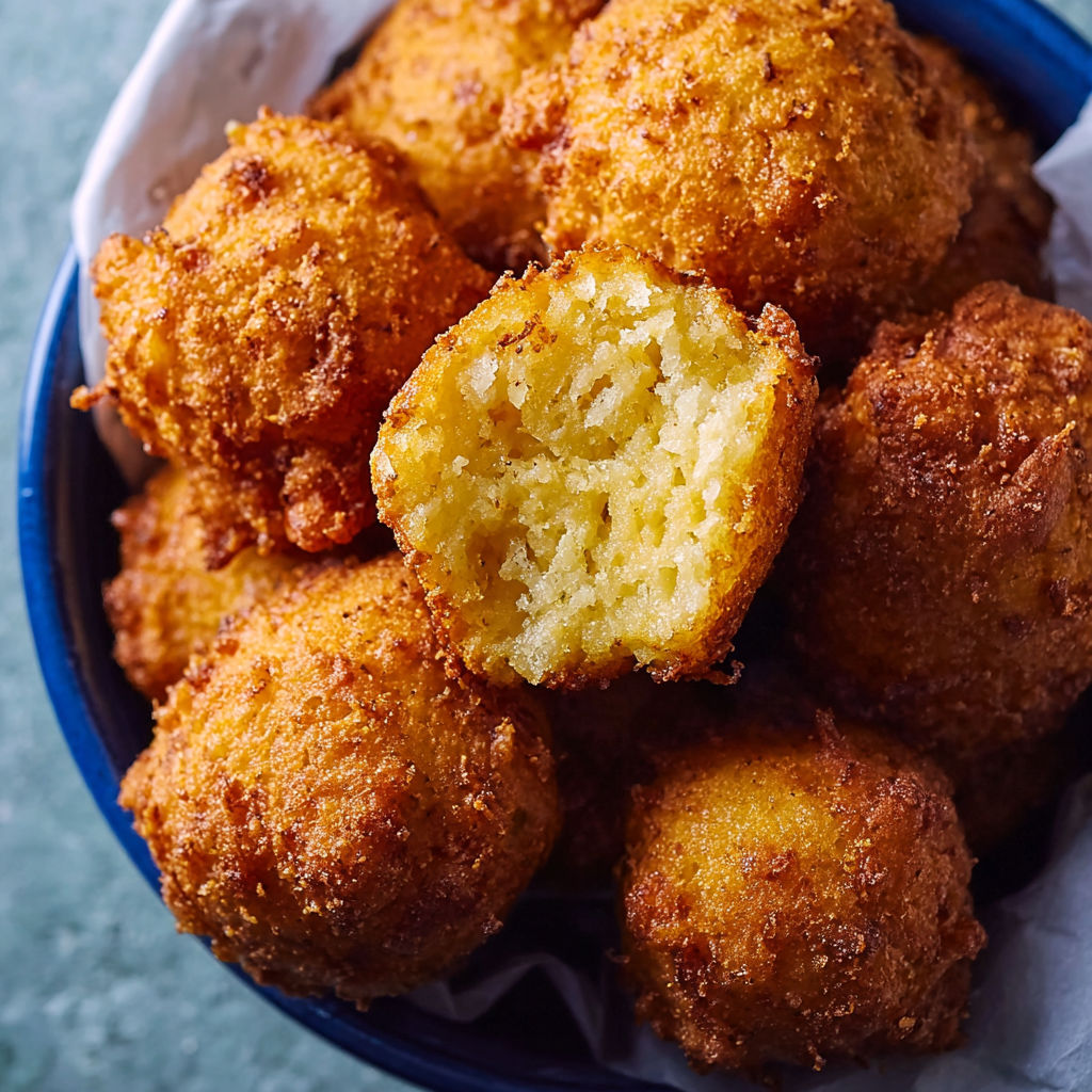 A bowl filled with delicious looking fried dough balls, likely a part of a recipe called "Crispy Fried Dough Balls.