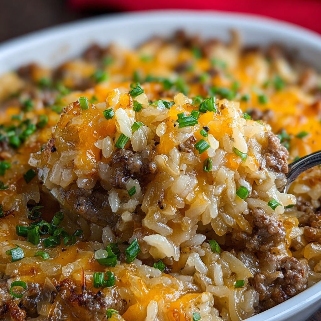 A bowl of rice and meat with green onions on top.