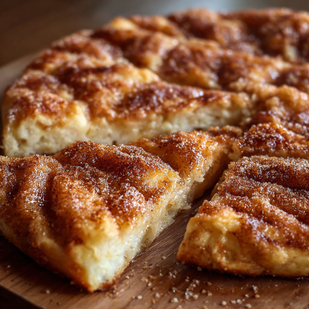 A slice of Cinnamon-Sugar Pizza Made with Crescent Rolls.