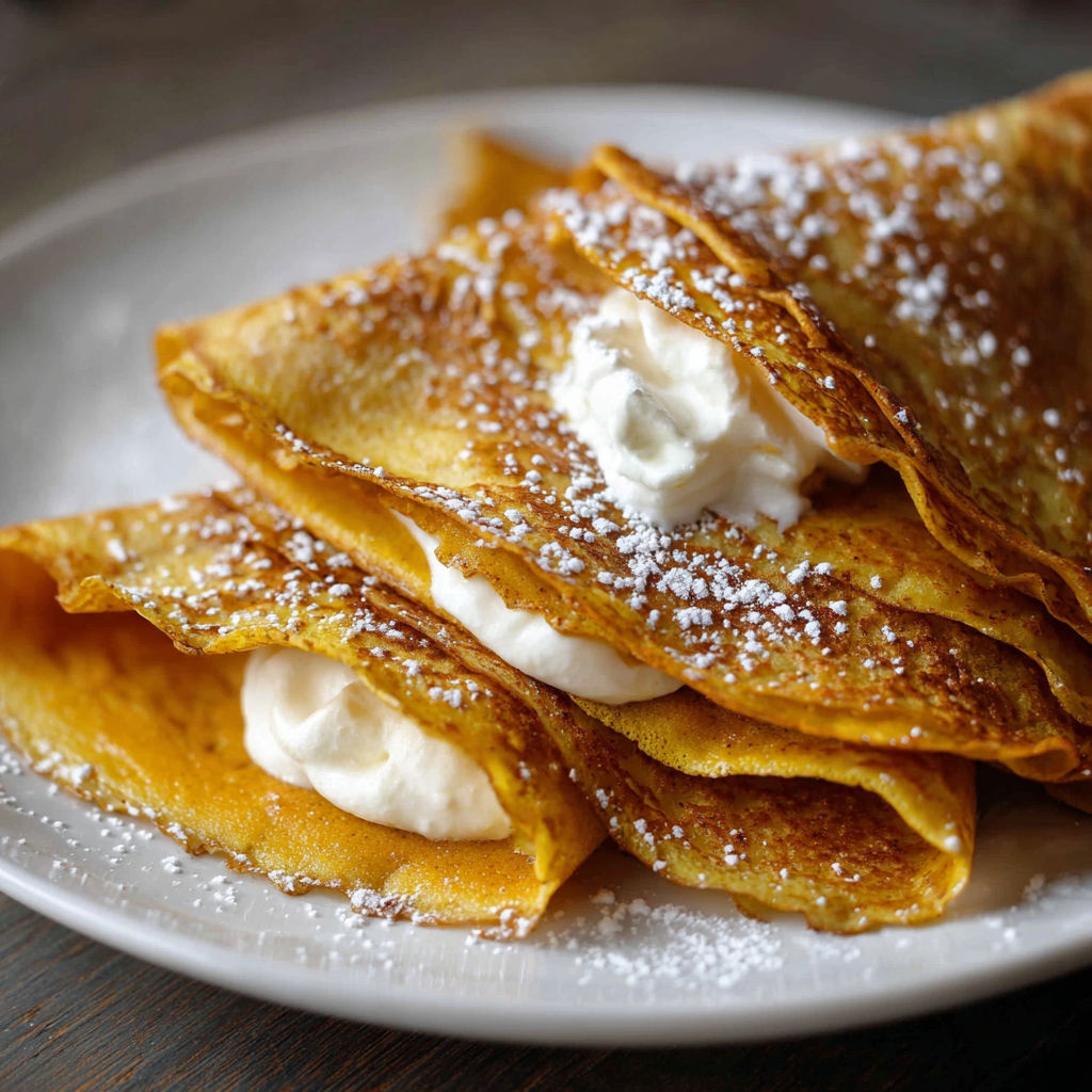 A plate of French toast with powdered sugar and whipped cream on top.