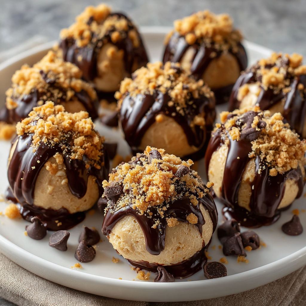 A plate of delicious chocolate peanut butter balls.