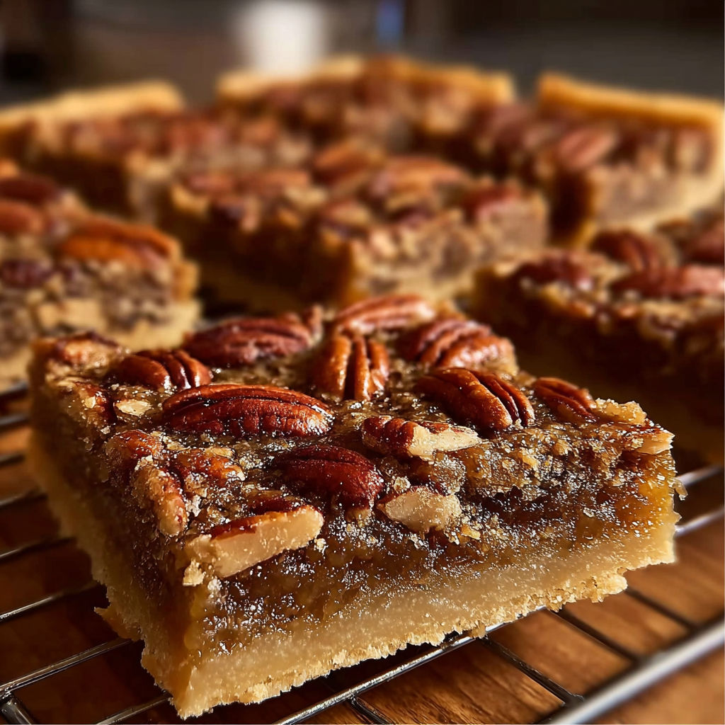 A delicious dessert made from pecans and caramel, these bars are easy to prepare and perfect for sharing.