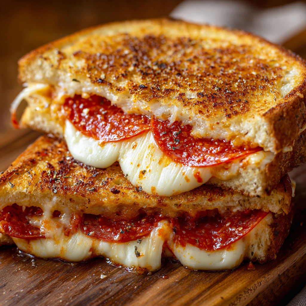 A slice of pepperoni and cheese pizza on a wooden cutting board.
