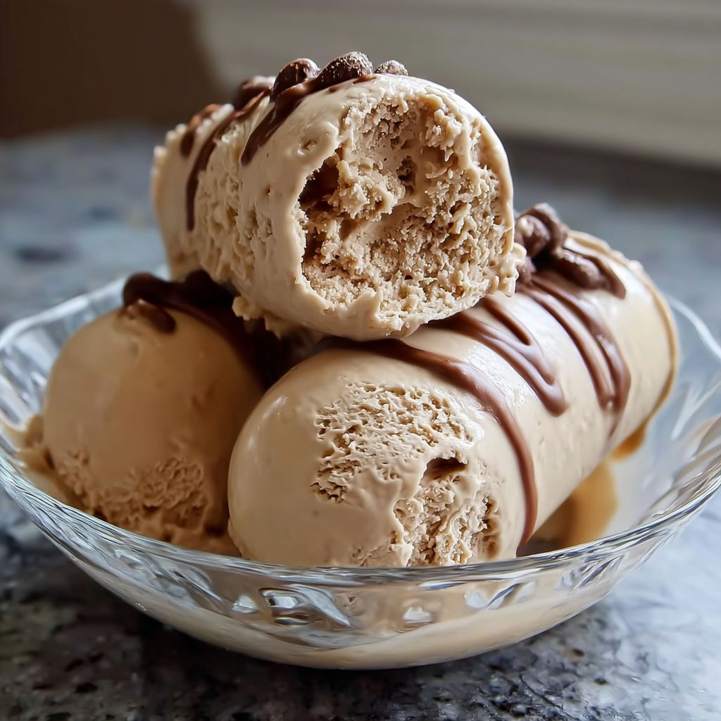 A bowl of ice cream with chocolate drizzled on top.