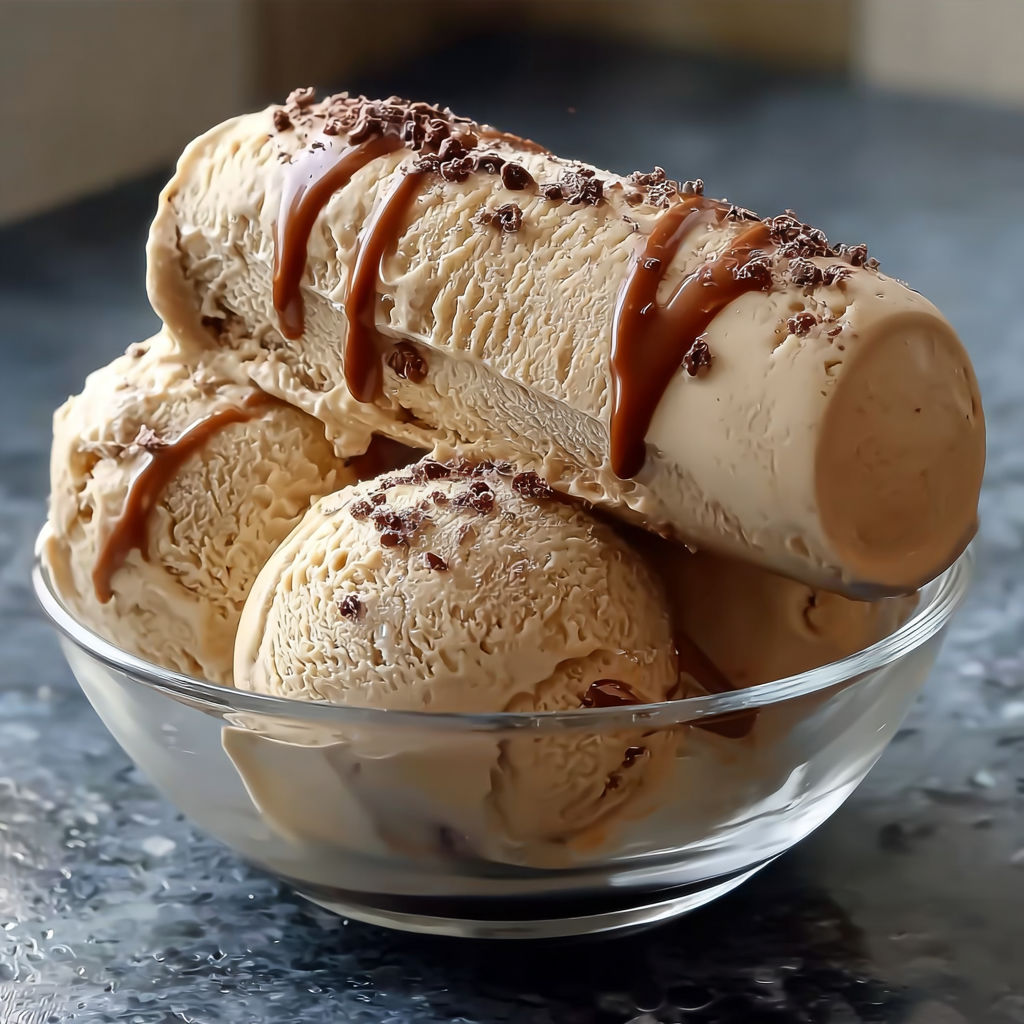 A bowl of ice cream with chocolate drizzled on top.