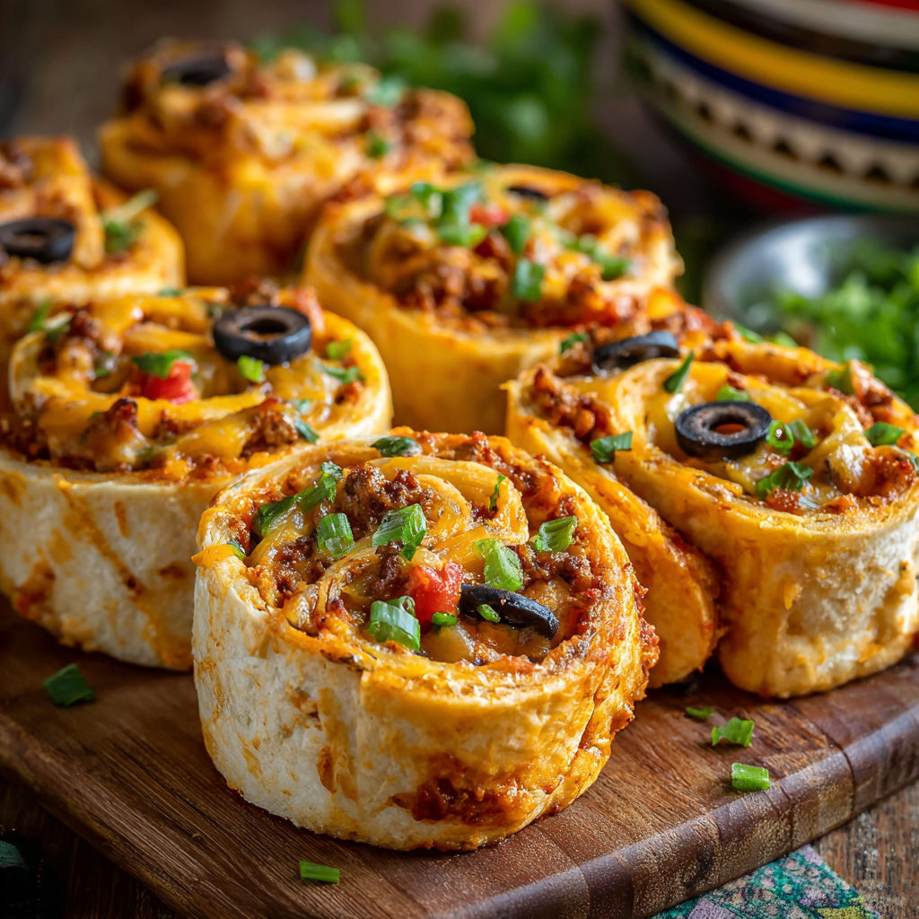 A plate of Mexican food, including burritos and enchiladas, sits on a wooden table.