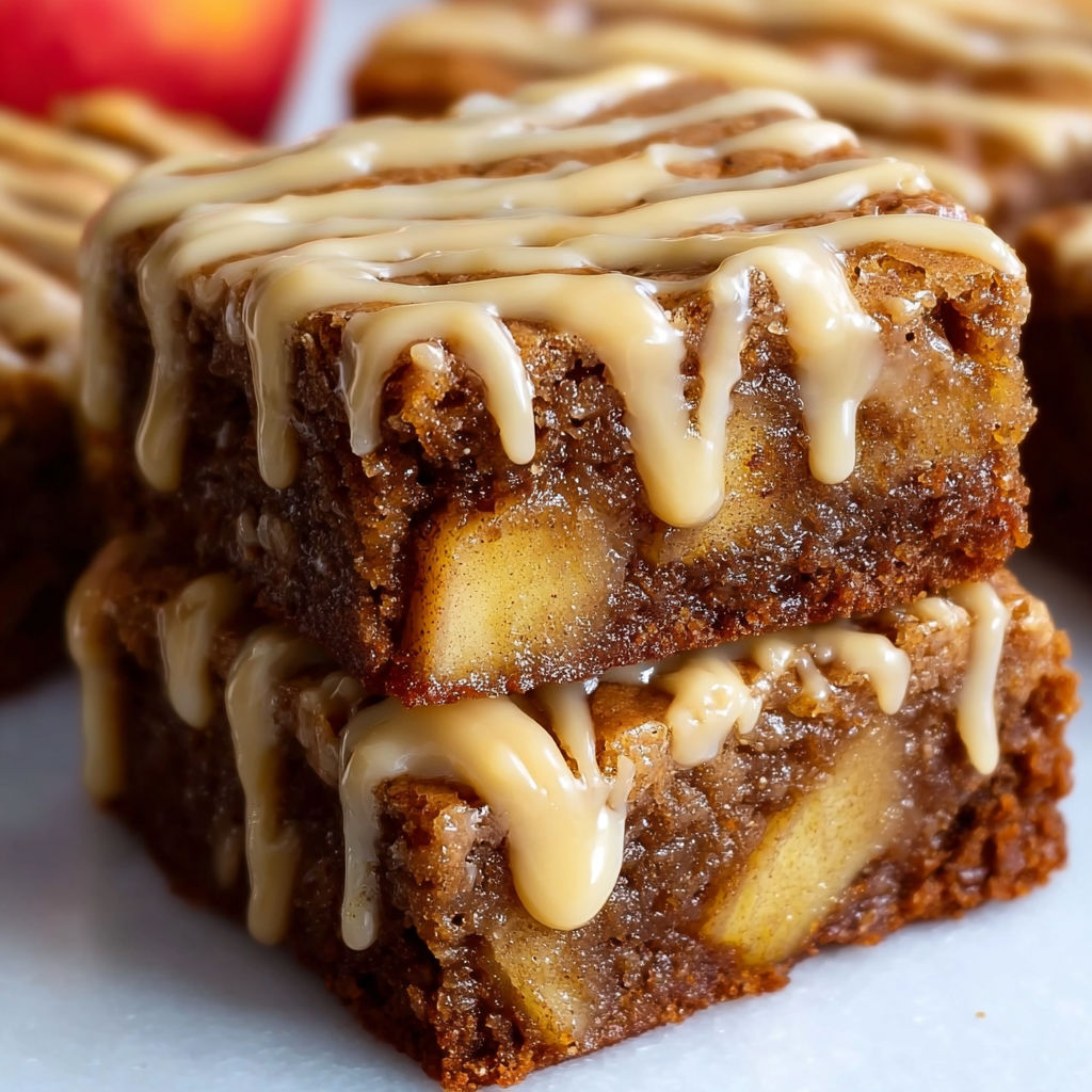 A close-up of a delicious Apple Brownies Glaze.