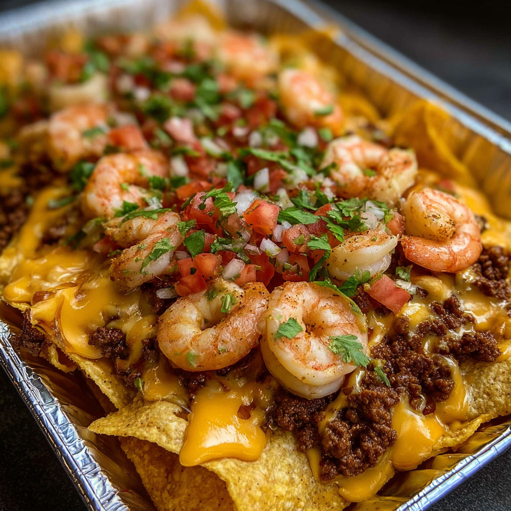 A delicious meal of shrimp and tomatoes in a tortilla shell.
