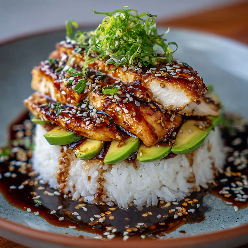 A plate of food with rice and fish on top, accompanied by a sauce.