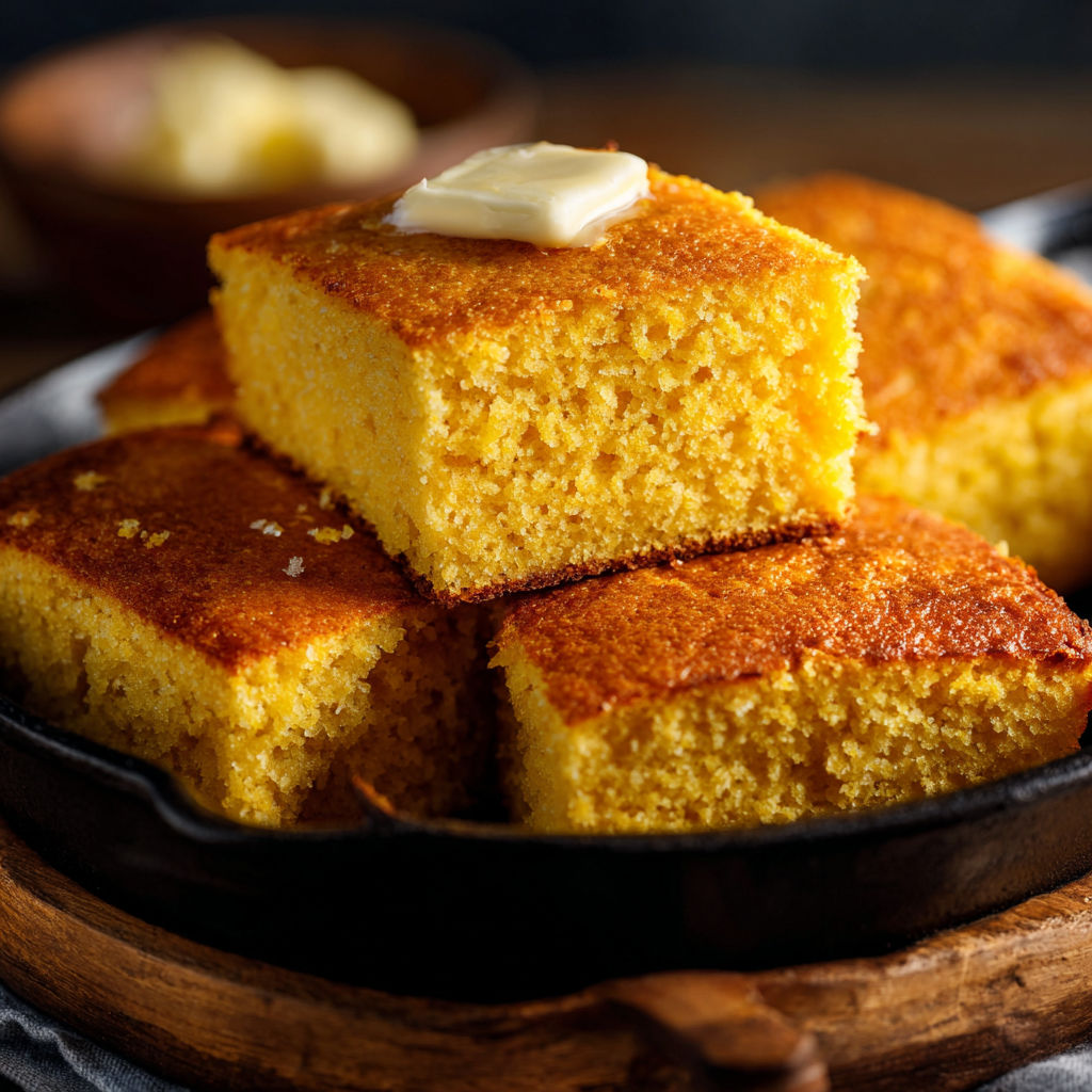 A pan of cake with butter on top.
