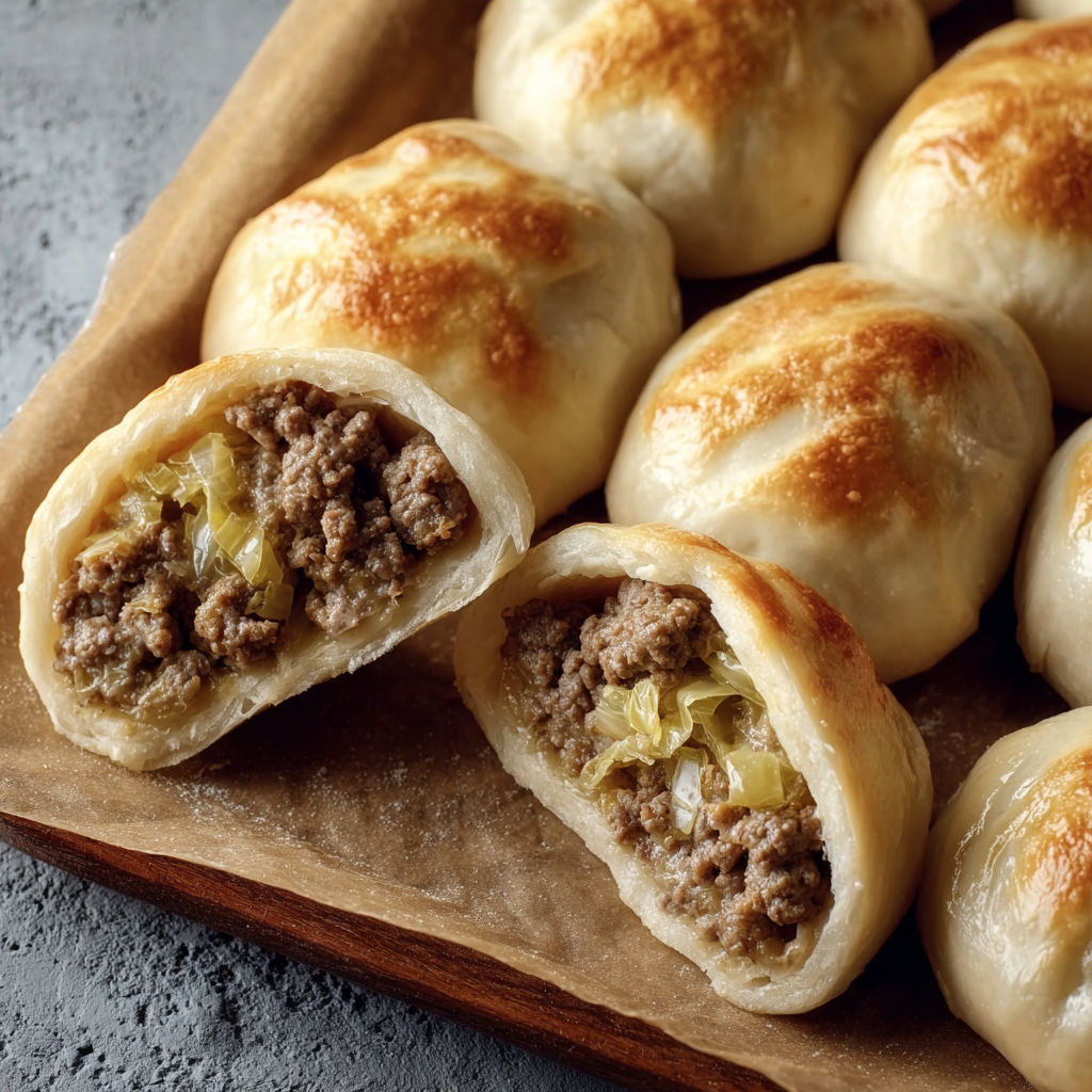 A plate of meat and vegetable filled dumplings.