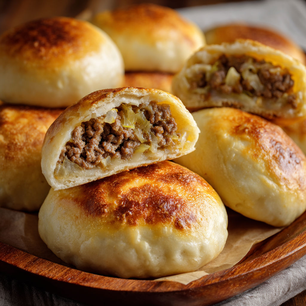 A plate of beef and cabbage dumplings.
