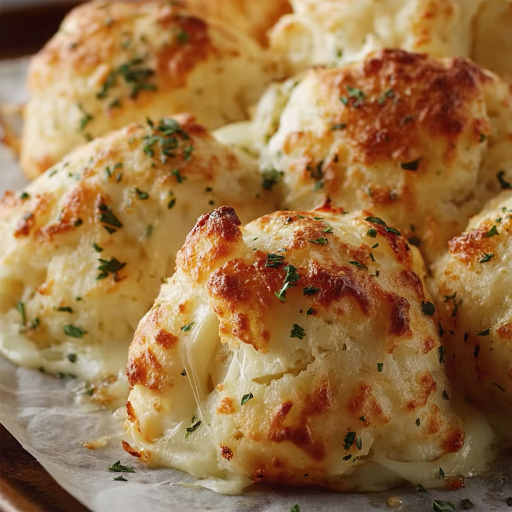 A plate of cheesy bread rolls with herbs on top.