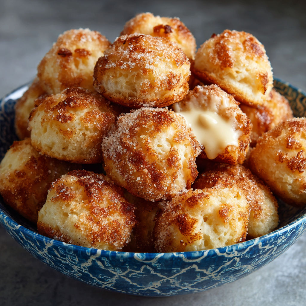 A bowl filled with sugar-coated doughnuts, ready to be enjoyed.