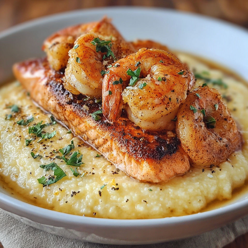 A bowl of shrimp and grits, a popular Southern dish.