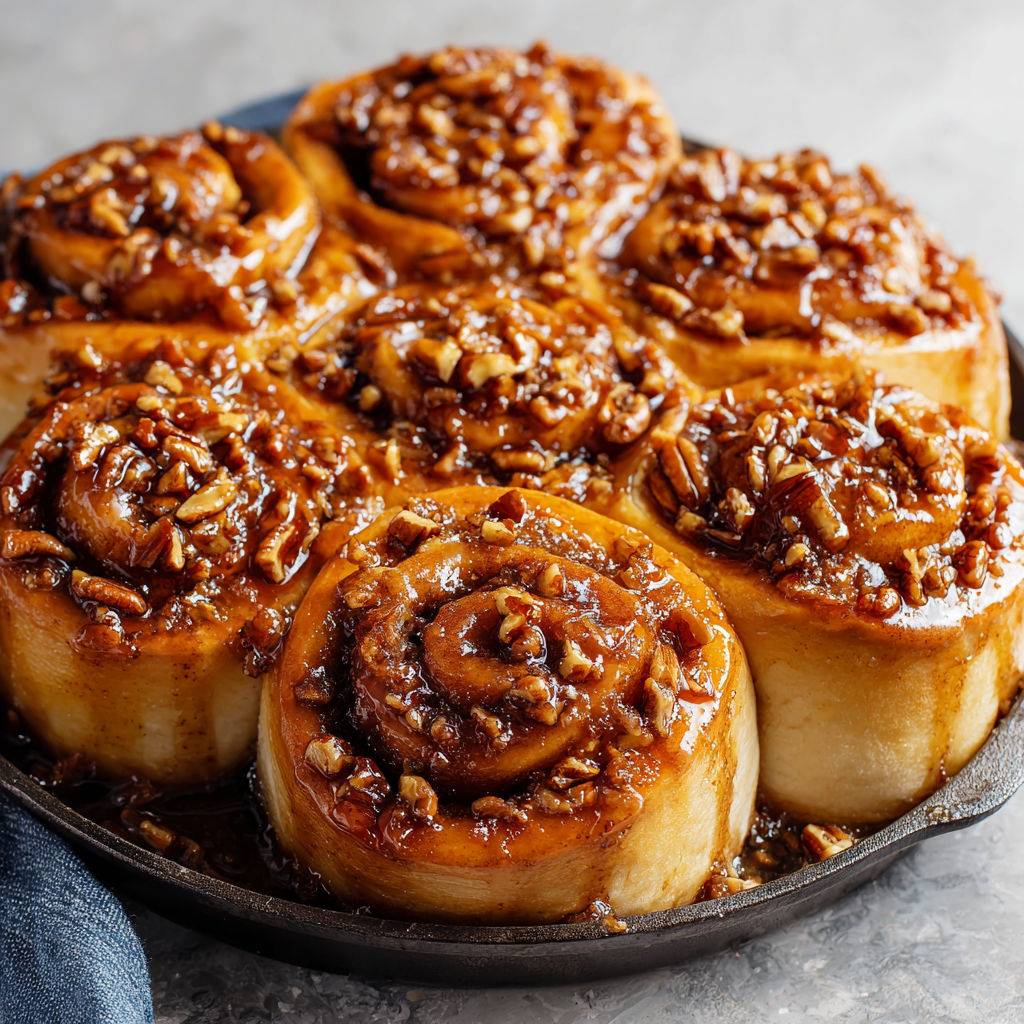 A pan of delicious looking cinnamon rolls, ready to be enjoyed.