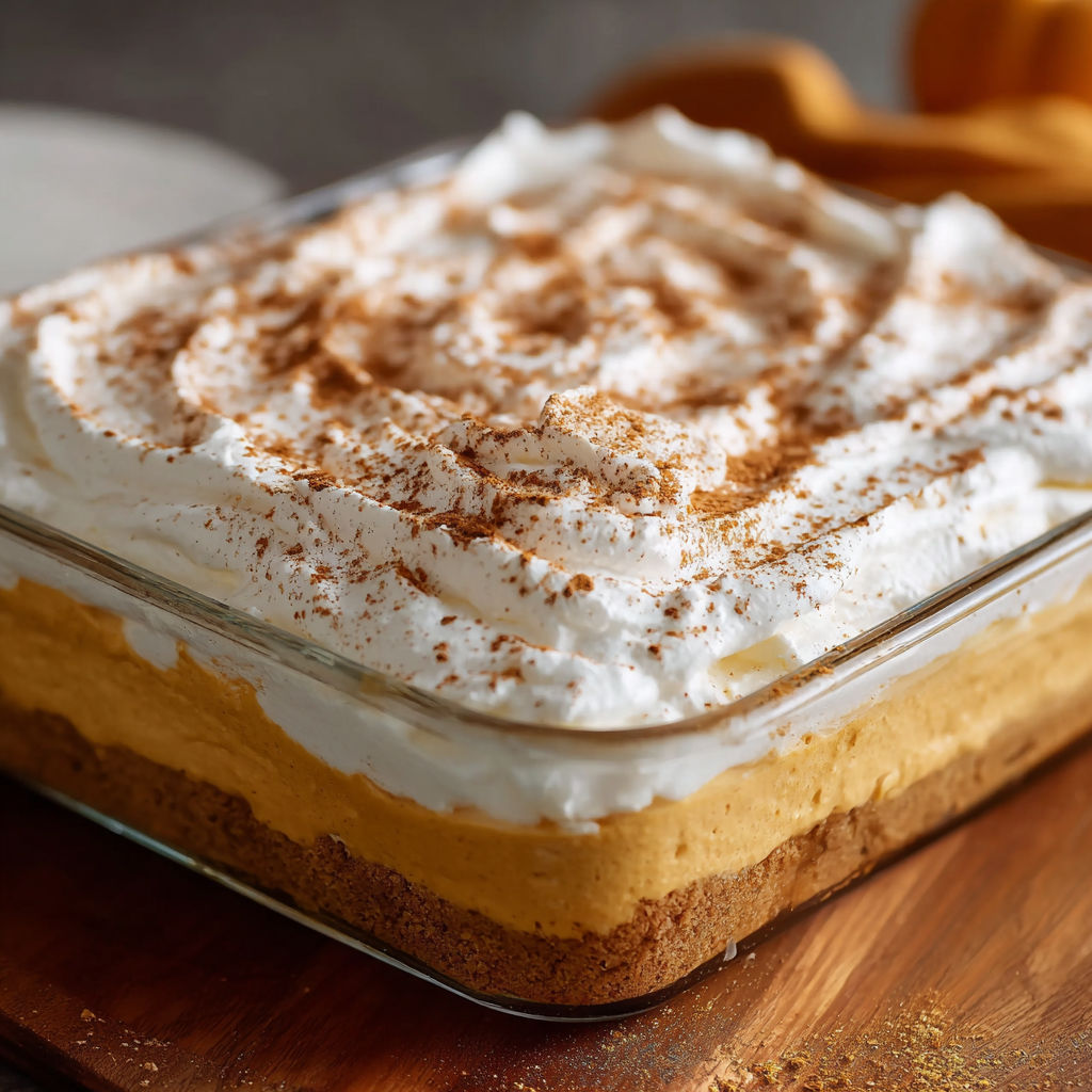 A delicious dessert in a glass dish, topped with whipped cream and cinnamon.