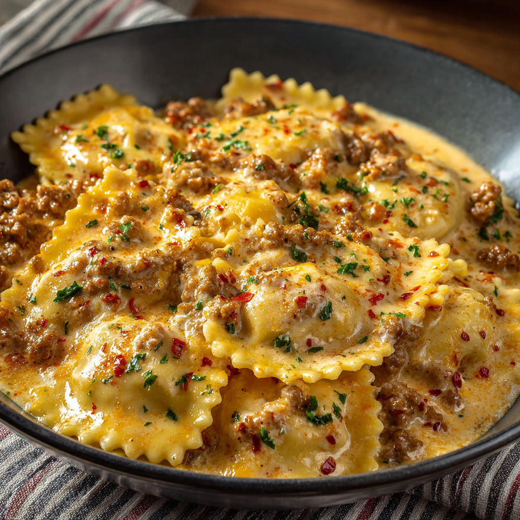 A bowl of pasta with meat sauce and cheese.