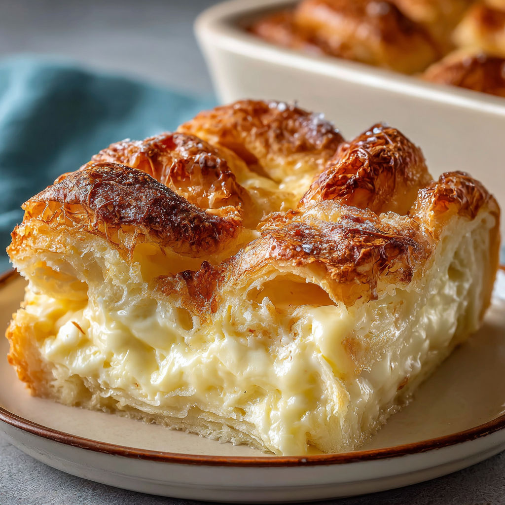 A slice of cheesy bread is served on a plate.