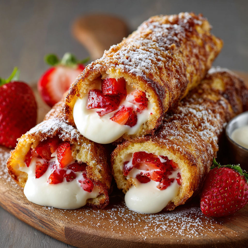 A delicious pastry filled with strawberries and whipped cream.