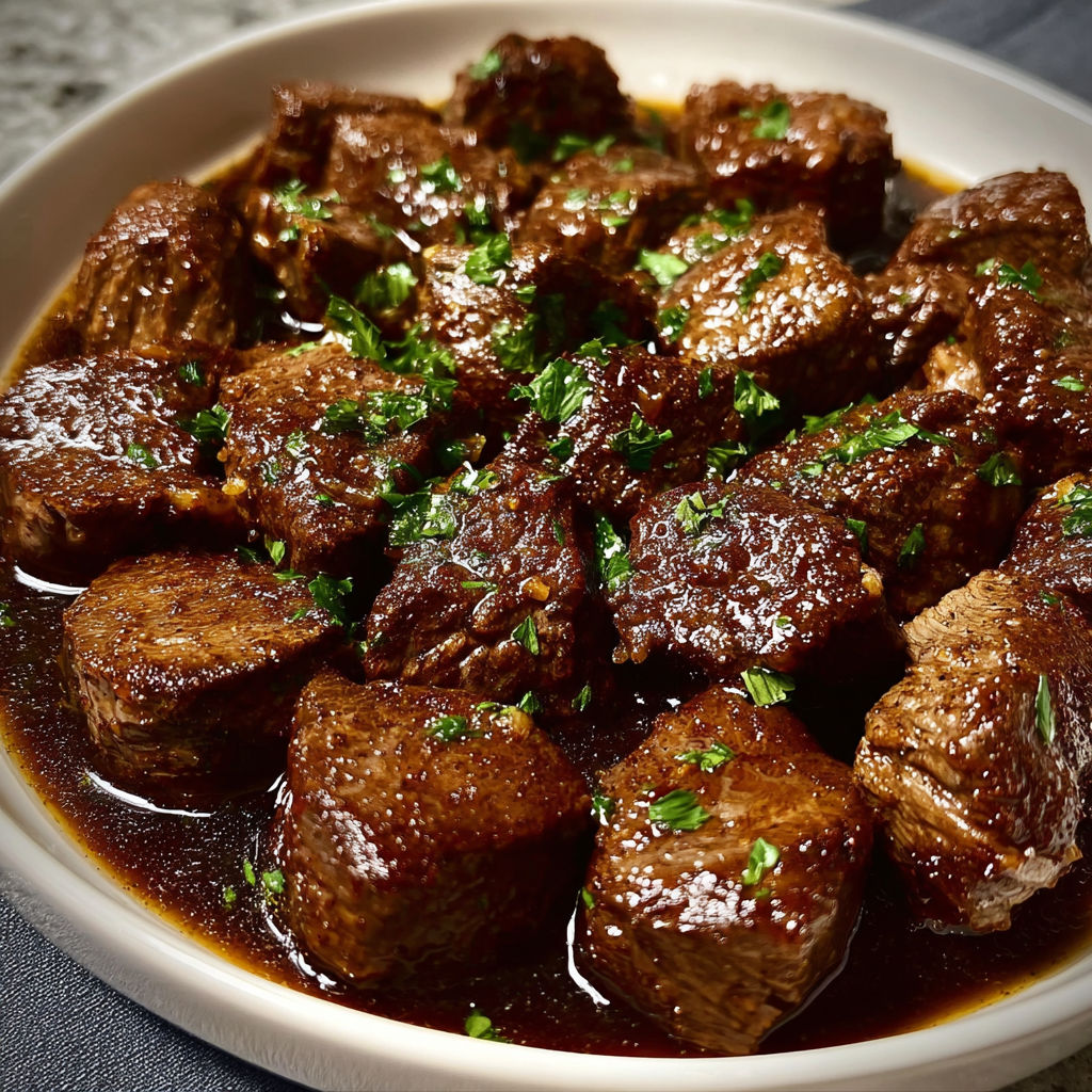 A bowl of beef stew with green onions and other vegetables.