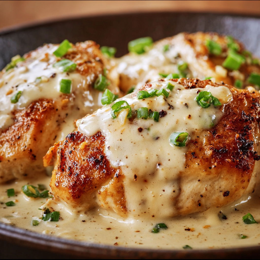 A delicious Texas Roadhouse Smothered Chicken dish, served in a bowl with a generous amount of sauce.
