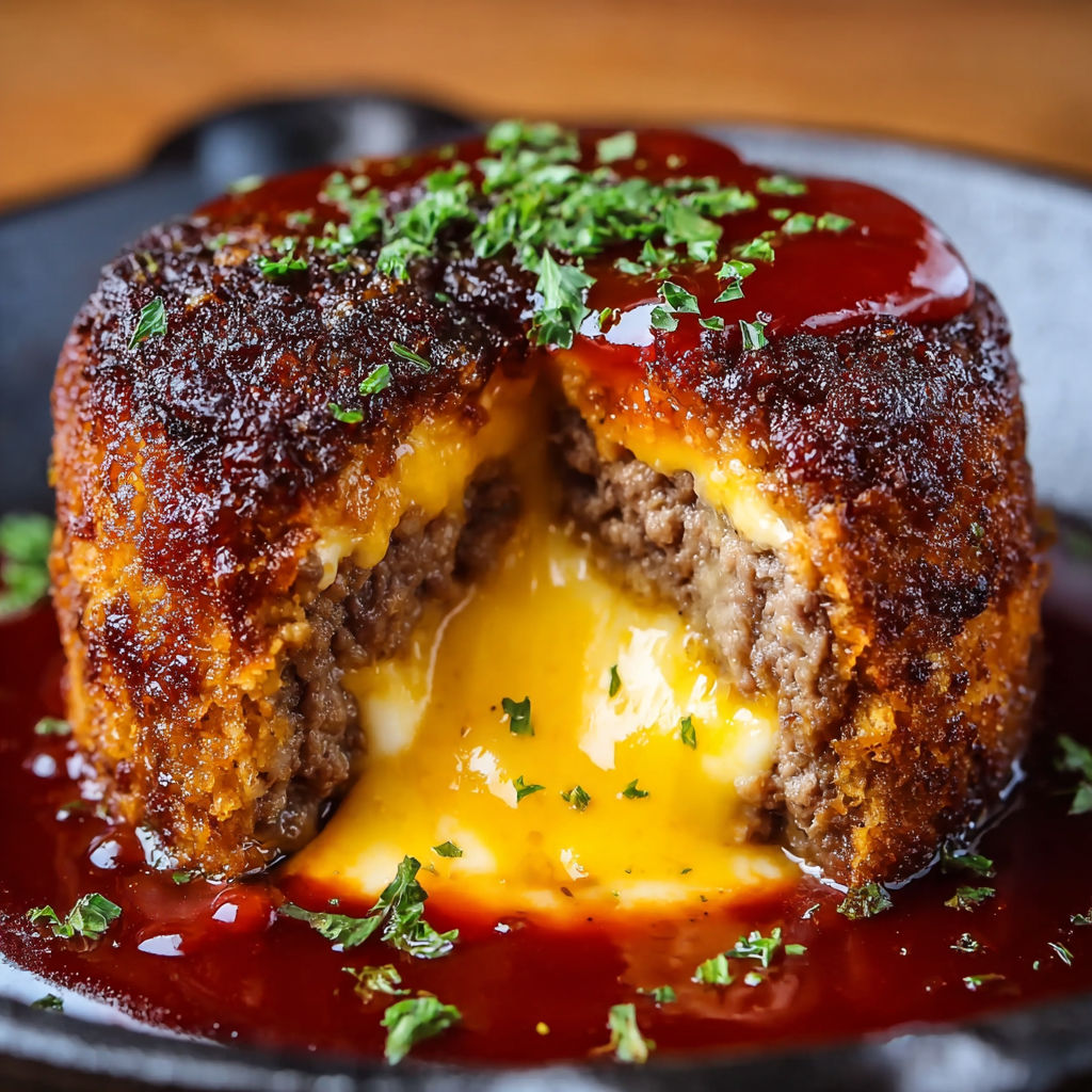 A delicious-looking casserole with meat, eggs, and cheese, served in a black bowl.