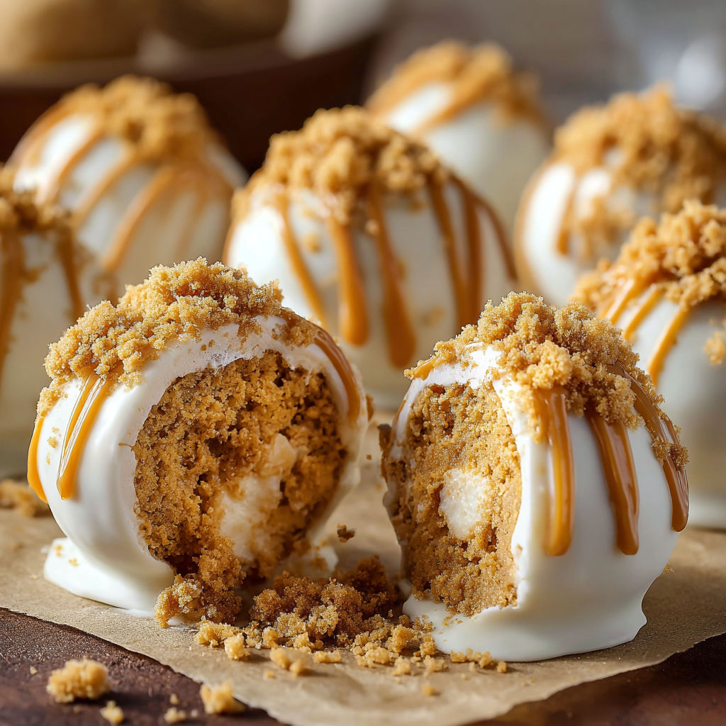 A close up of a delicious dessert, possibly a caramel apple, with a stick in it.