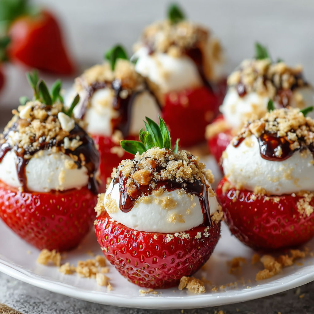 A plate of delicious Cheesecake Strawberries Creamy Delight.