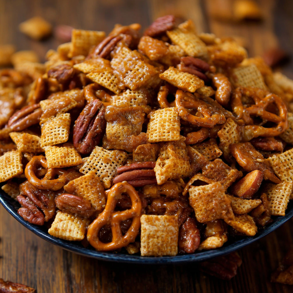 A bowl of Cinnamon Toast Crunch cereal with a generous amount of nuts on top.