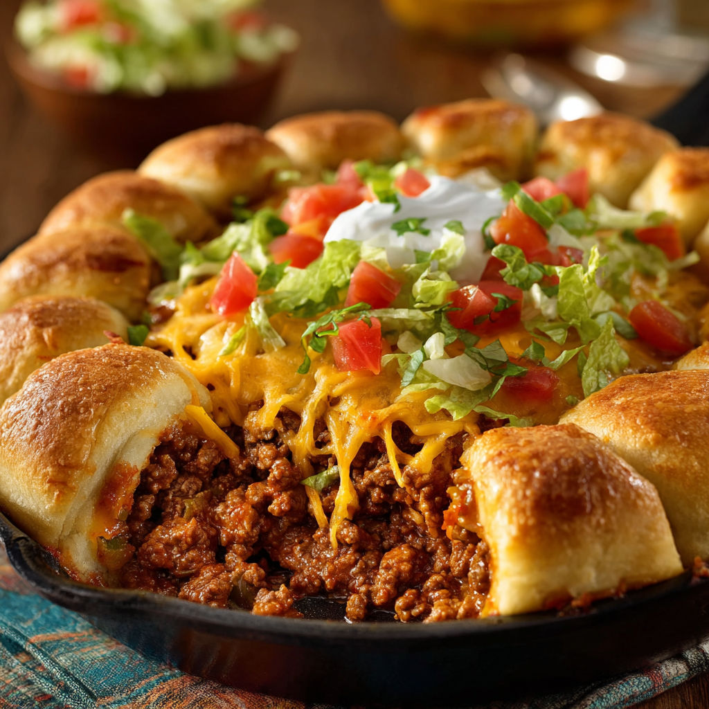 A delicious chili cheese burrito is served in a black skillet.
