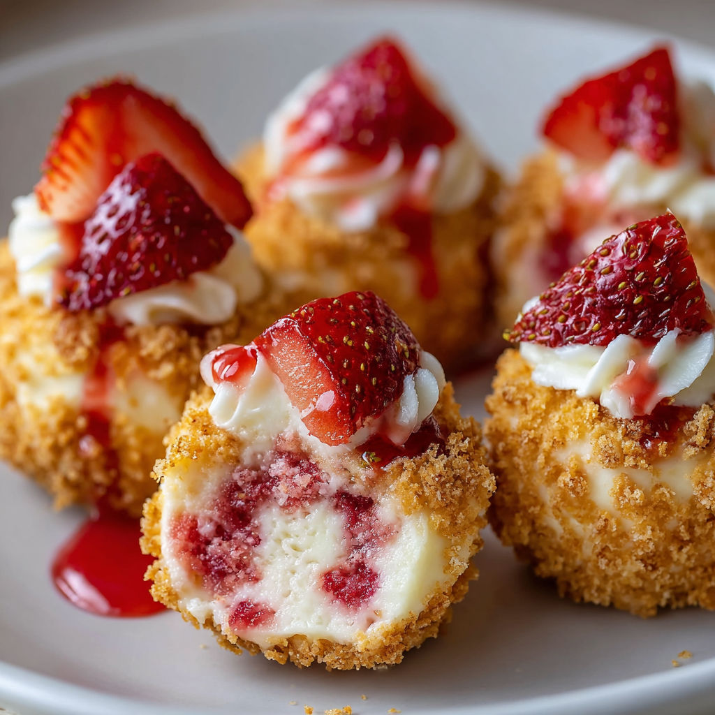 A plate of desserts with strawberries and whipped cream.
