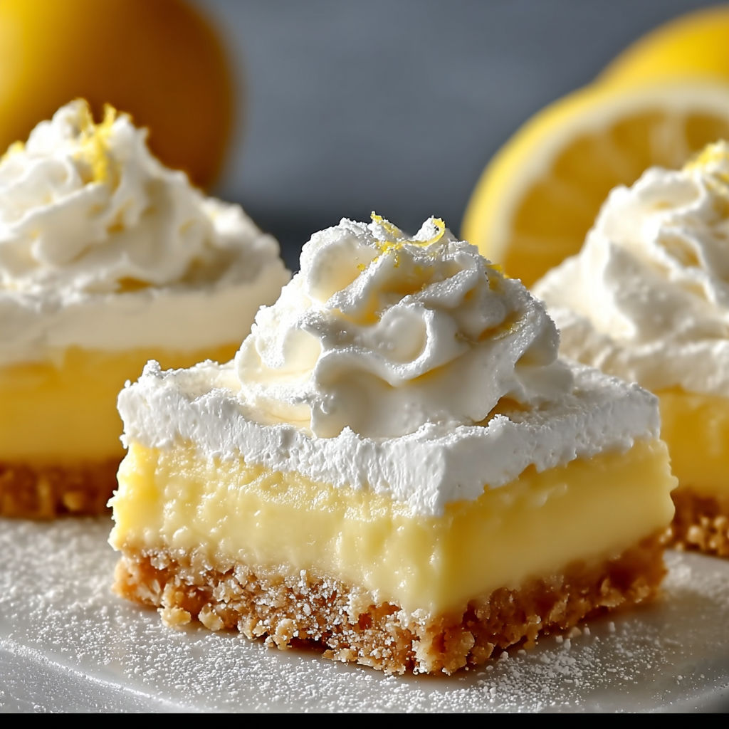 Two slices of lemon cream pie with whipped cream on top.