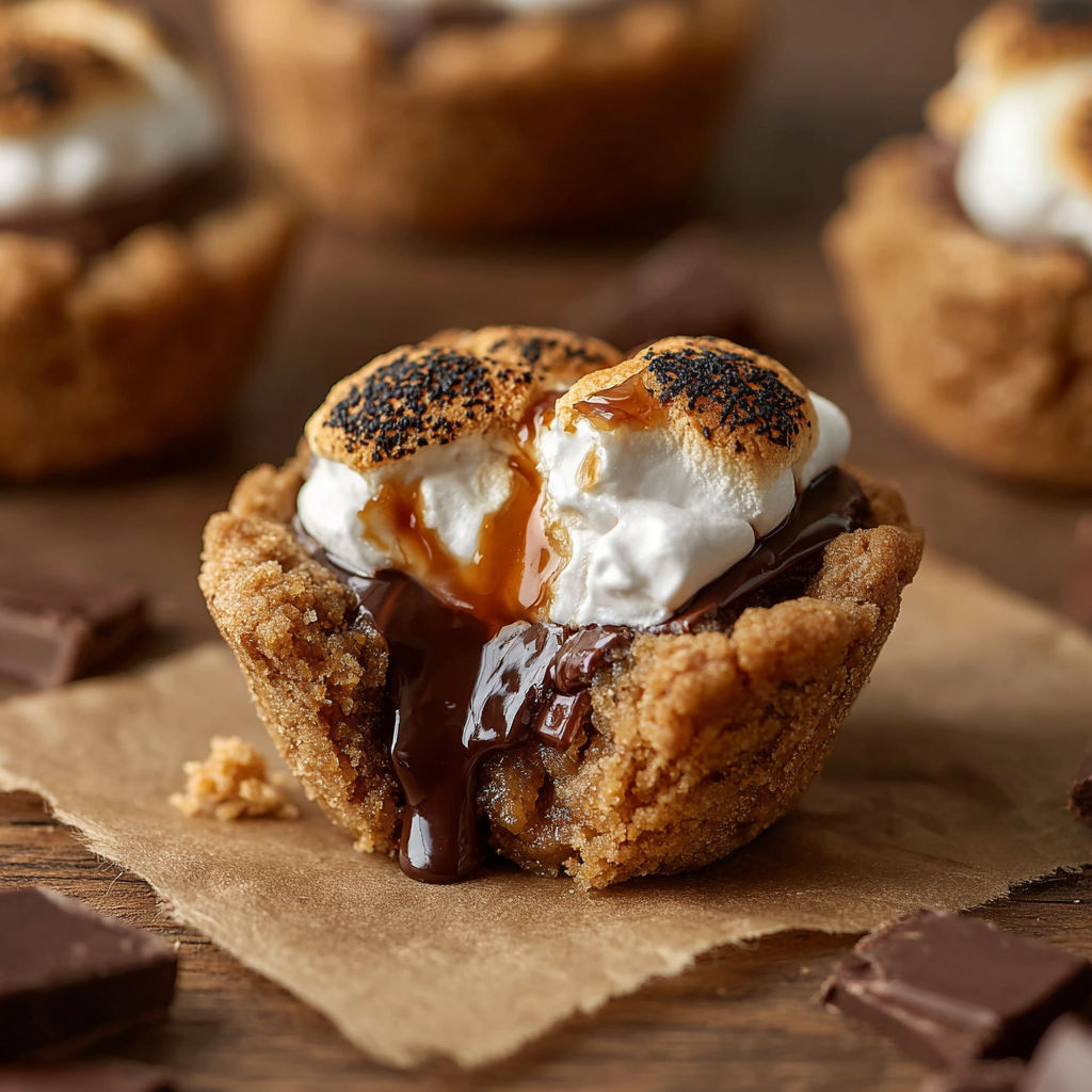 A delicious dessert made from cookies and marshmallows, drizzled with chocolate sauce.