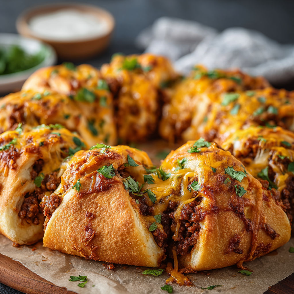 A delicious taco ring recipe is ready to be cooked.