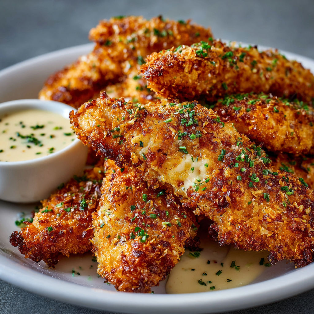 A plate of breaded chicken wings with a dipping sauce.