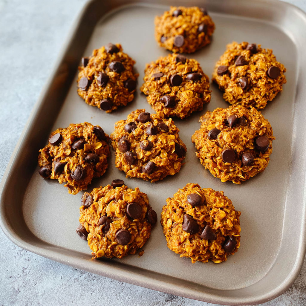 A pan of chocolate chip and orange oatmeal cookies.