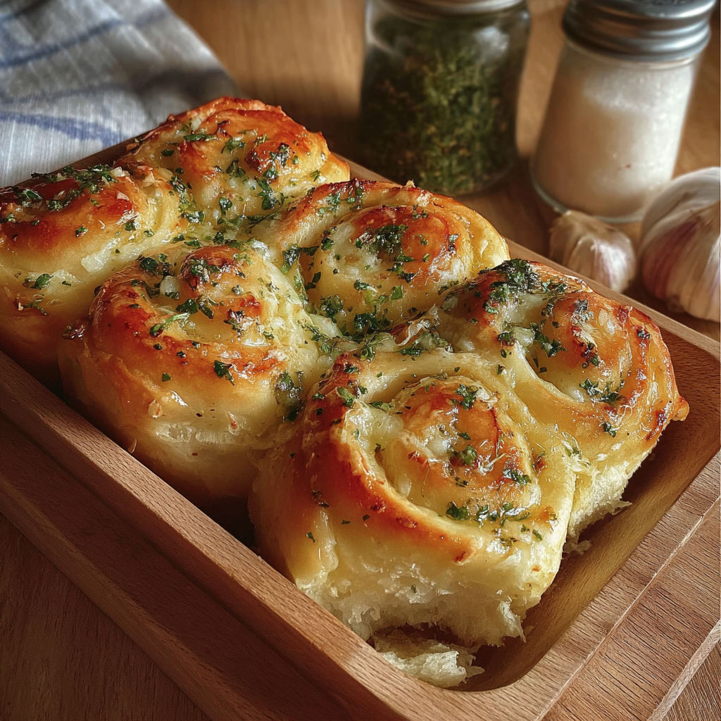 A wooden tray holds a delicious-looking pastry, possibly a cinnamon roll, with a sprinkle of cheese on top.