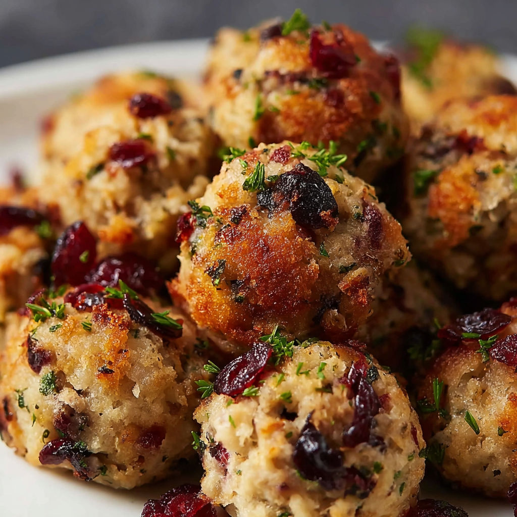 A plate of meatballs with a green topping, likely parsley, on top.