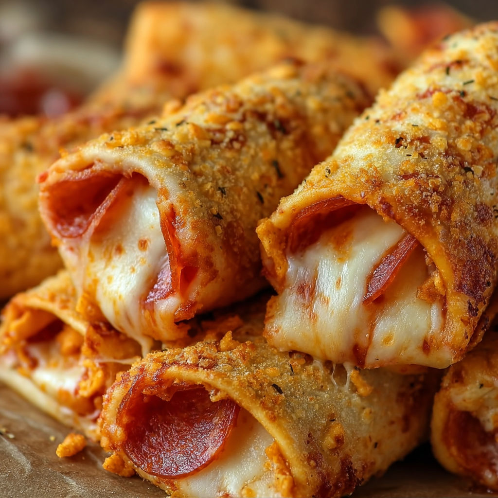 A plate of pepperoni pizza rolls, also known as calzones, are ready to be eaten.