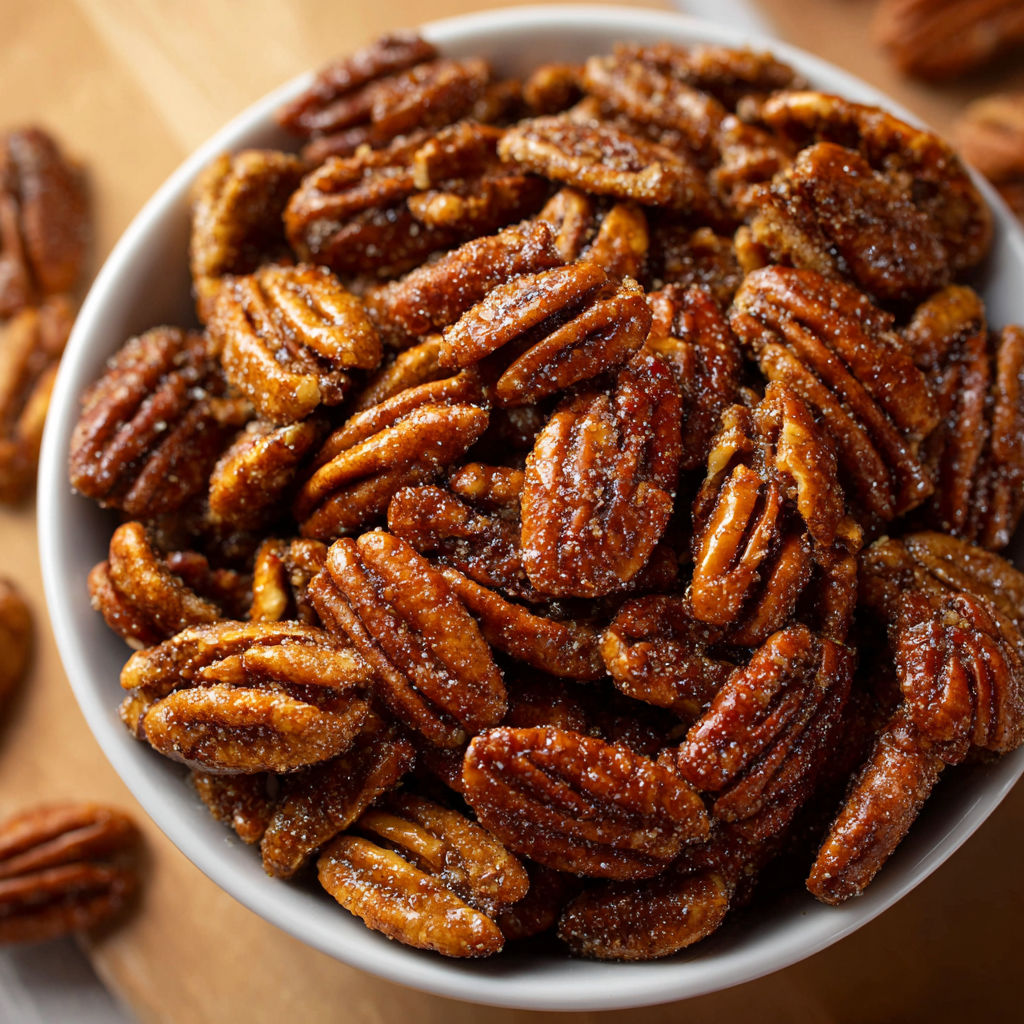 A bowl filled with pecans, ready to be used in a recipe.
