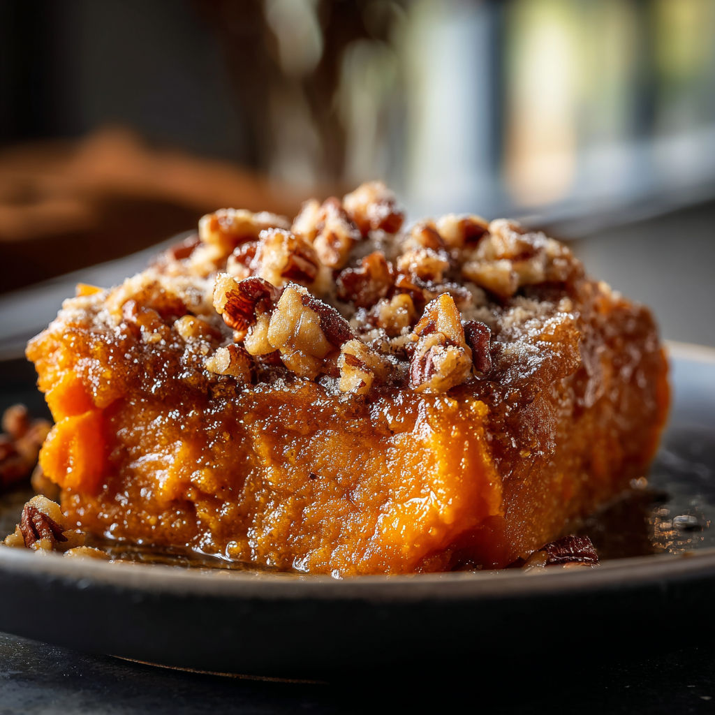 A delicious dessert made with caramelized apples and walnuts, topped with a powdered sugar.