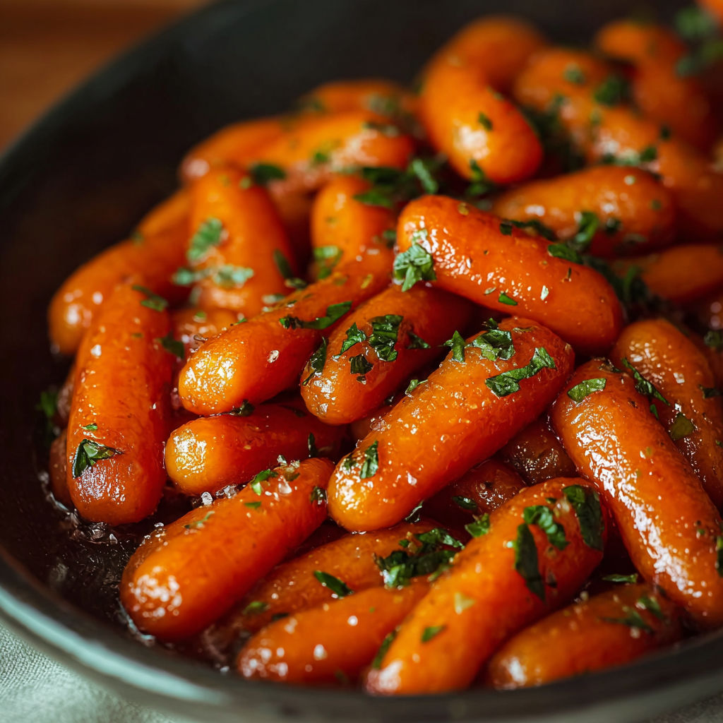 A bowl filled with honey glazed carrots, ready to be served.