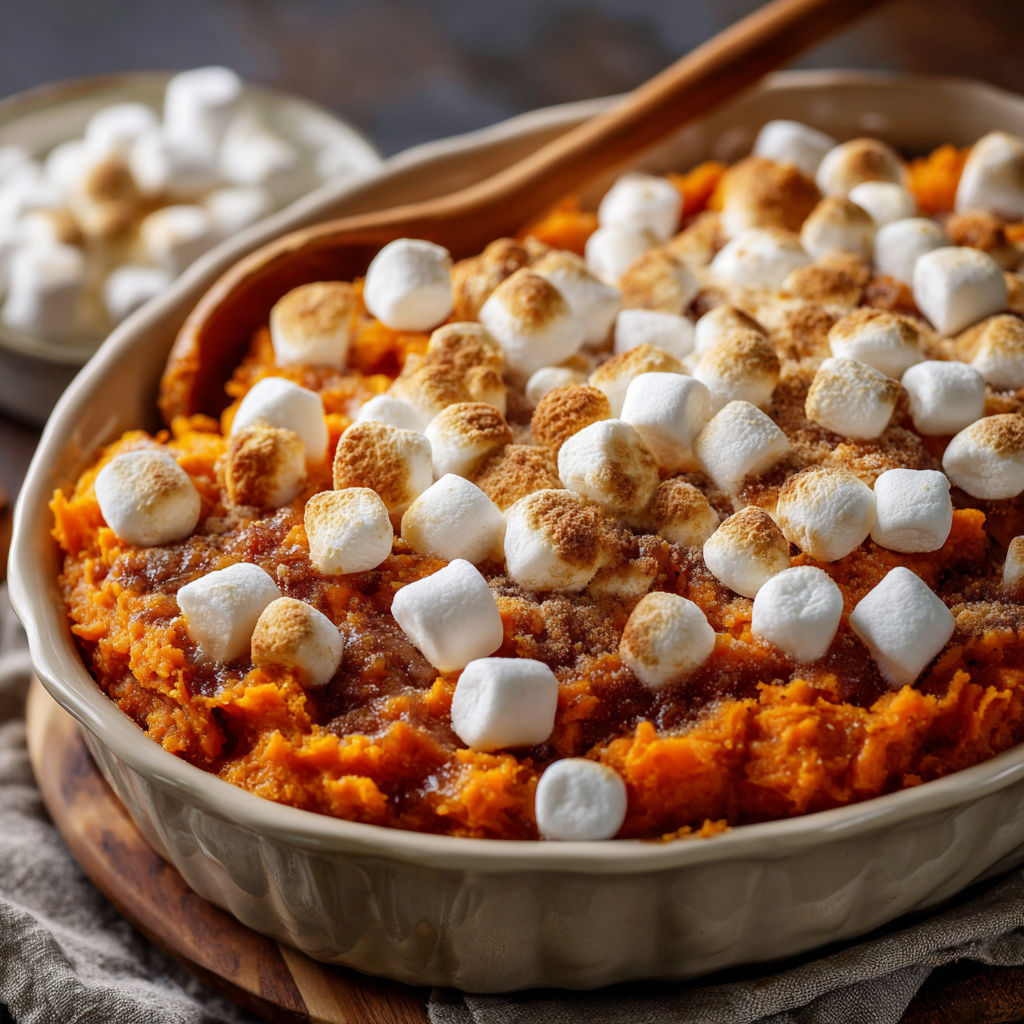 A delicious dessert made with marshmallows and carrots, topped with a wooden spoon.