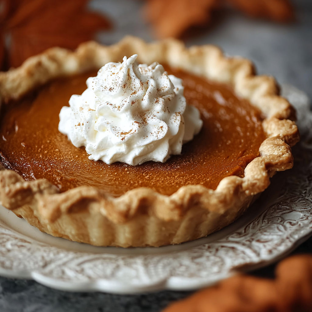 A pie with a dollop of whipped cream on top.