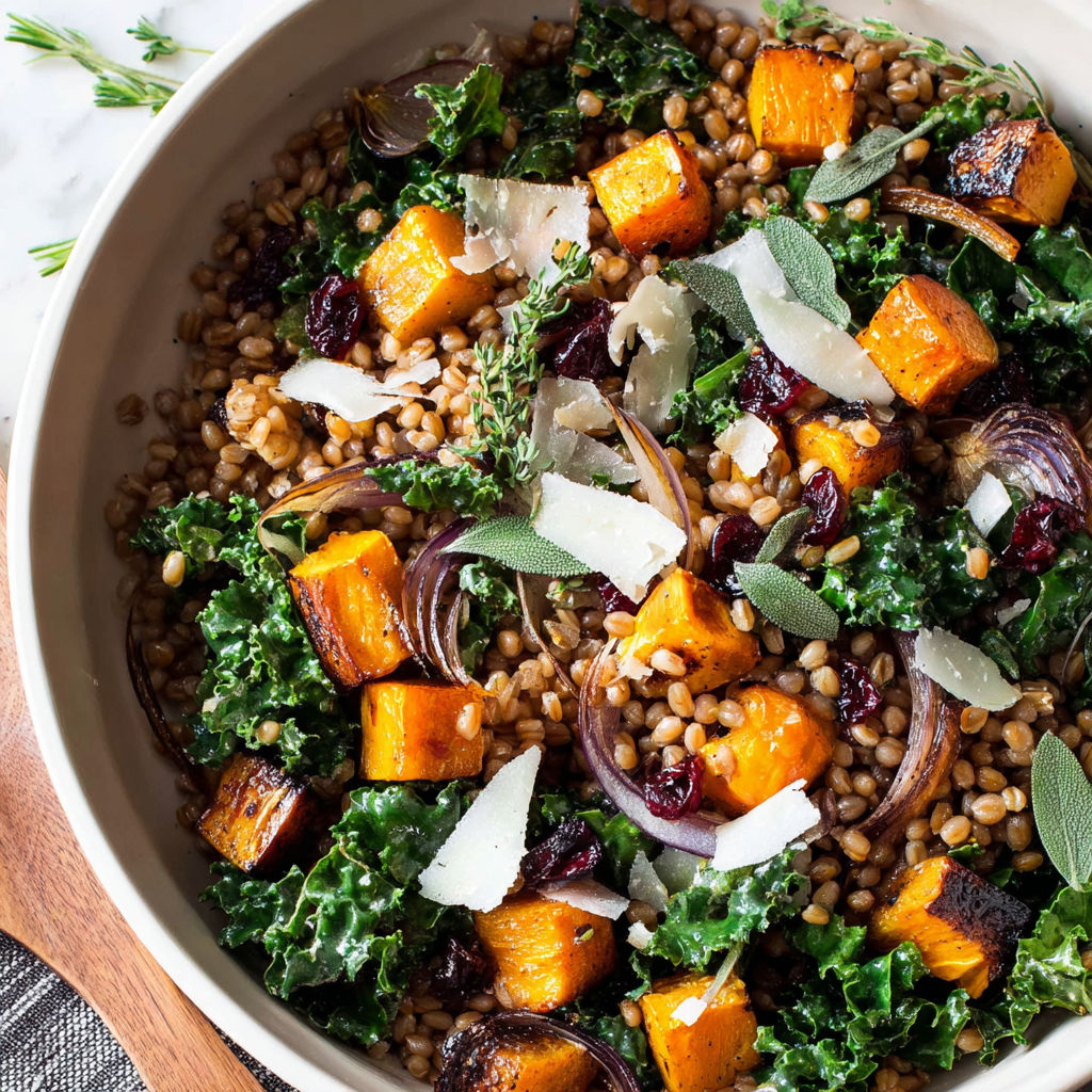 A bowl of vegetables, including squash, onions, and greens, is topped with cheese and seasonings.